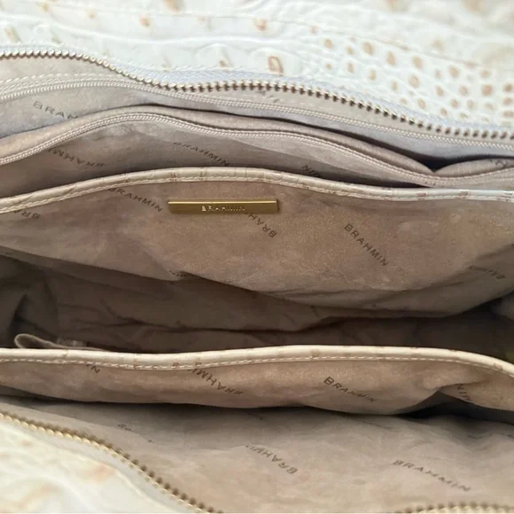 Brahmin Cream/Gold -Embossed Tote Bag - Picture 6 of 7
